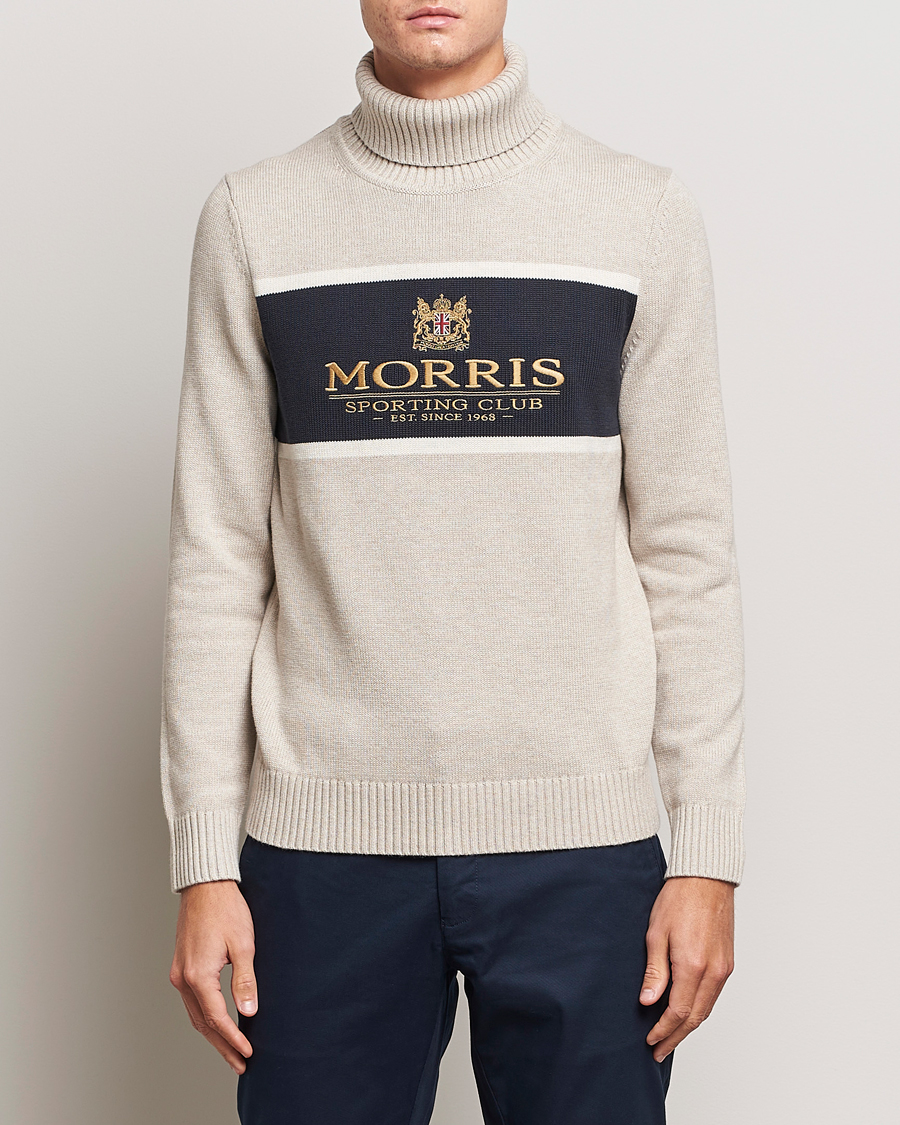 Hombres | Jerséis y prendas de punto | Morris | Trevor Logo Rollneck Khaki