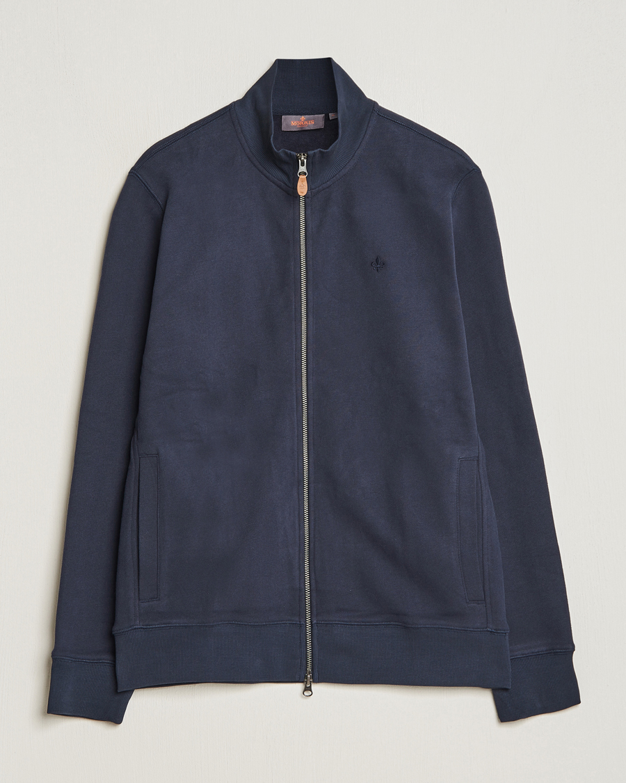 Hombres | Jerséis y prendas de punto | Morris | Warren Sweat Zip Cardigan Old Blue