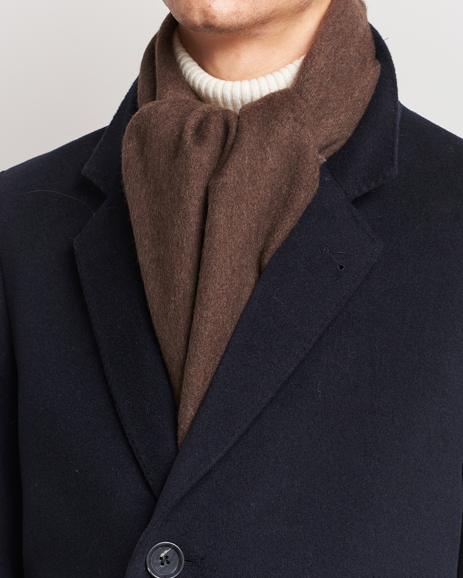 Hombres | Morris Double Face Wool Scarf Brown | Morris | Double Face Wool Scarf Brown