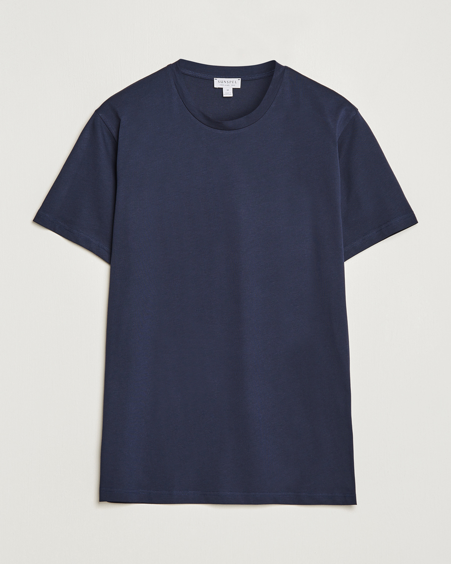 Hombres | Camisetas | Sunspel | Riviera Midweight T-Shirt Navy
