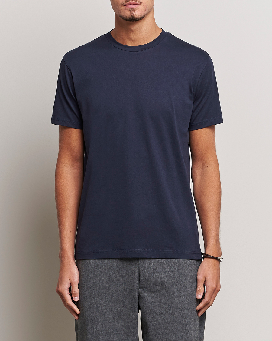 Hombres | Camisetas | Sunspel | Riviera Midweight T-Shirt Navy