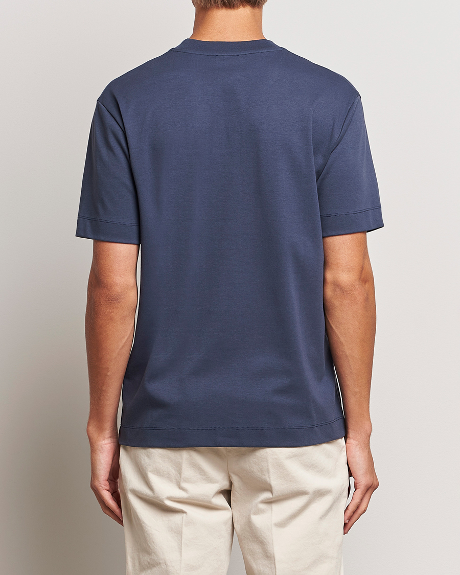 Hombres | Camisetas | Sunspel | Heavyweight Mock Neck T-Shirt Navy