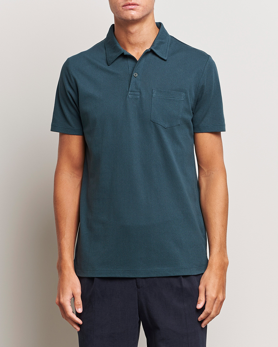 Hombres | Camisas polo de manga corta | Sunspel | Riviera Polo Shirt Peacock