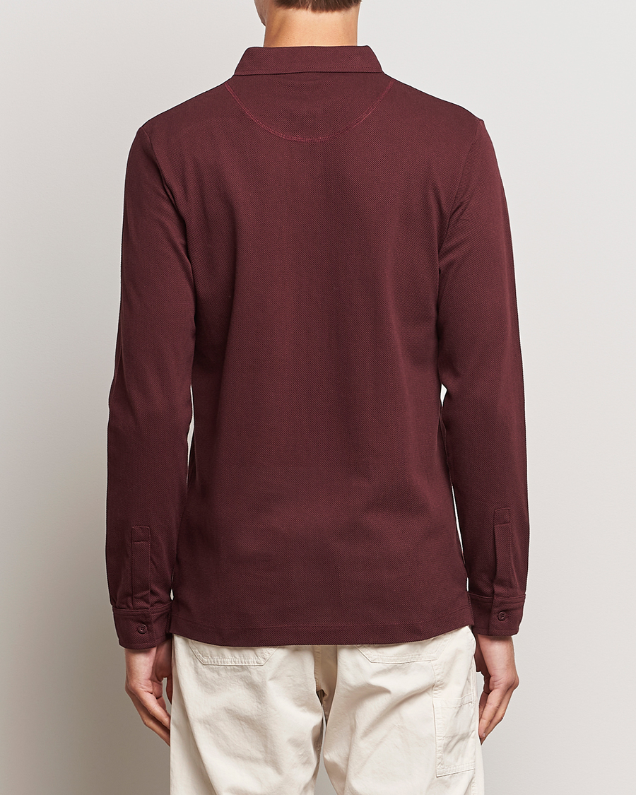 Hombres | Jerséis y prendas de punto | Sunspel | Long Sleeve Riviera Polo Shirt Maroon