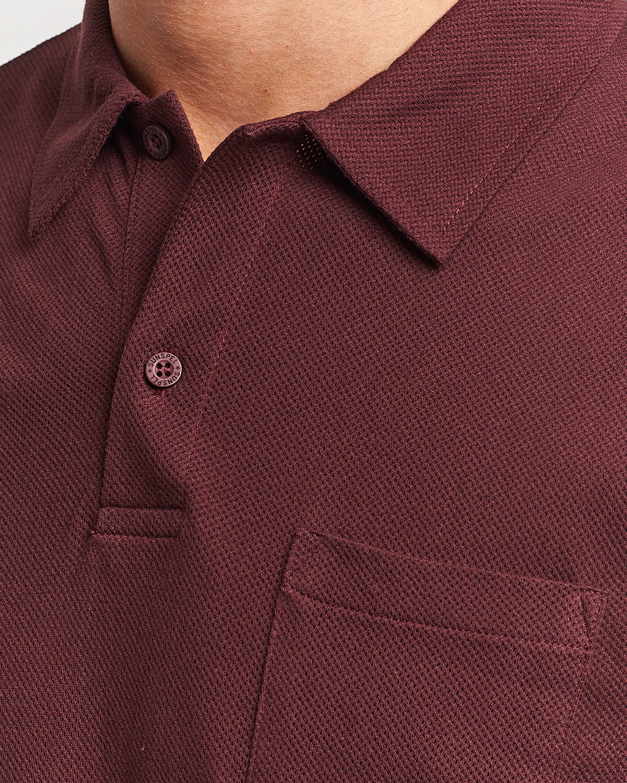 Hombres | Jerséis y prendas de punto | Sunspel | Long Sleeve Riviera Polo Shirt Maroon