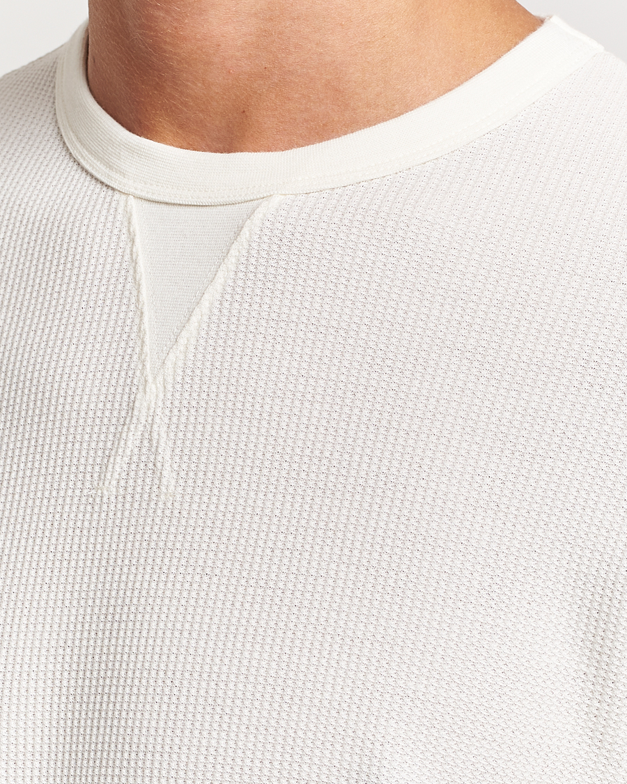 Hombres | Camisetas | Sunspel | Long Sleeve Waffle T-Shirt Ecru