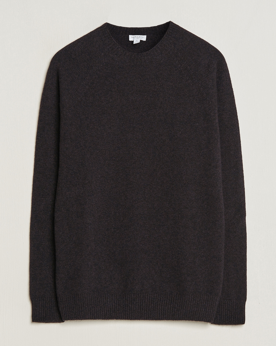 Hombres | Jerséis y prendas de punto | Sunspel | Lambswool Crewneck Coffee Twist