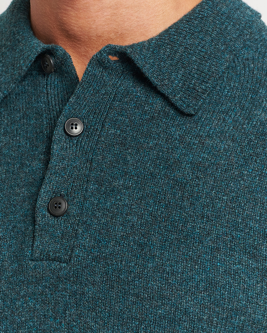 Hombres | Jerséis y prendas de punto | Sunspel | Lambswool Poloshirt Peacock