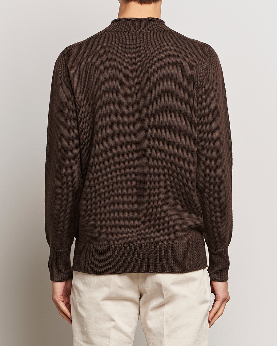 Hombres | Jerséis y prendas de punto | Sunspel | Fisherman Merino Jumper Coffee