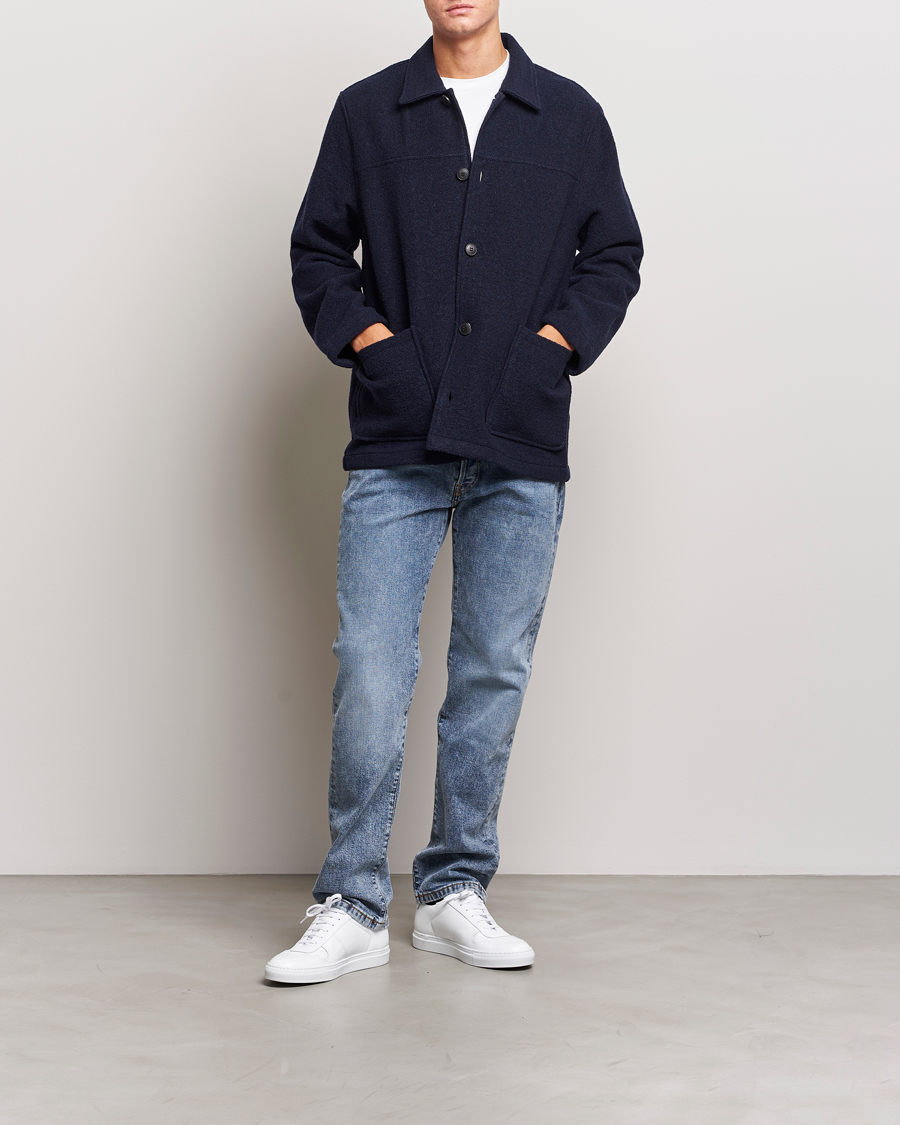 Hombres | Abrigos y chaquetas | Sunspel | Double Faced Chore Jacket Navy