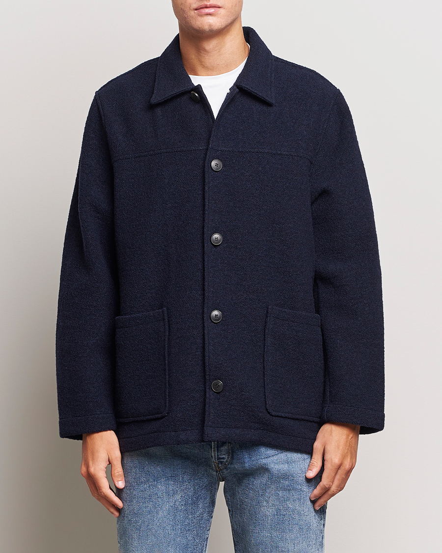 Hombres | Abrigos y chaquetas | Sunspel | Double Faced Chore Jacket Navy