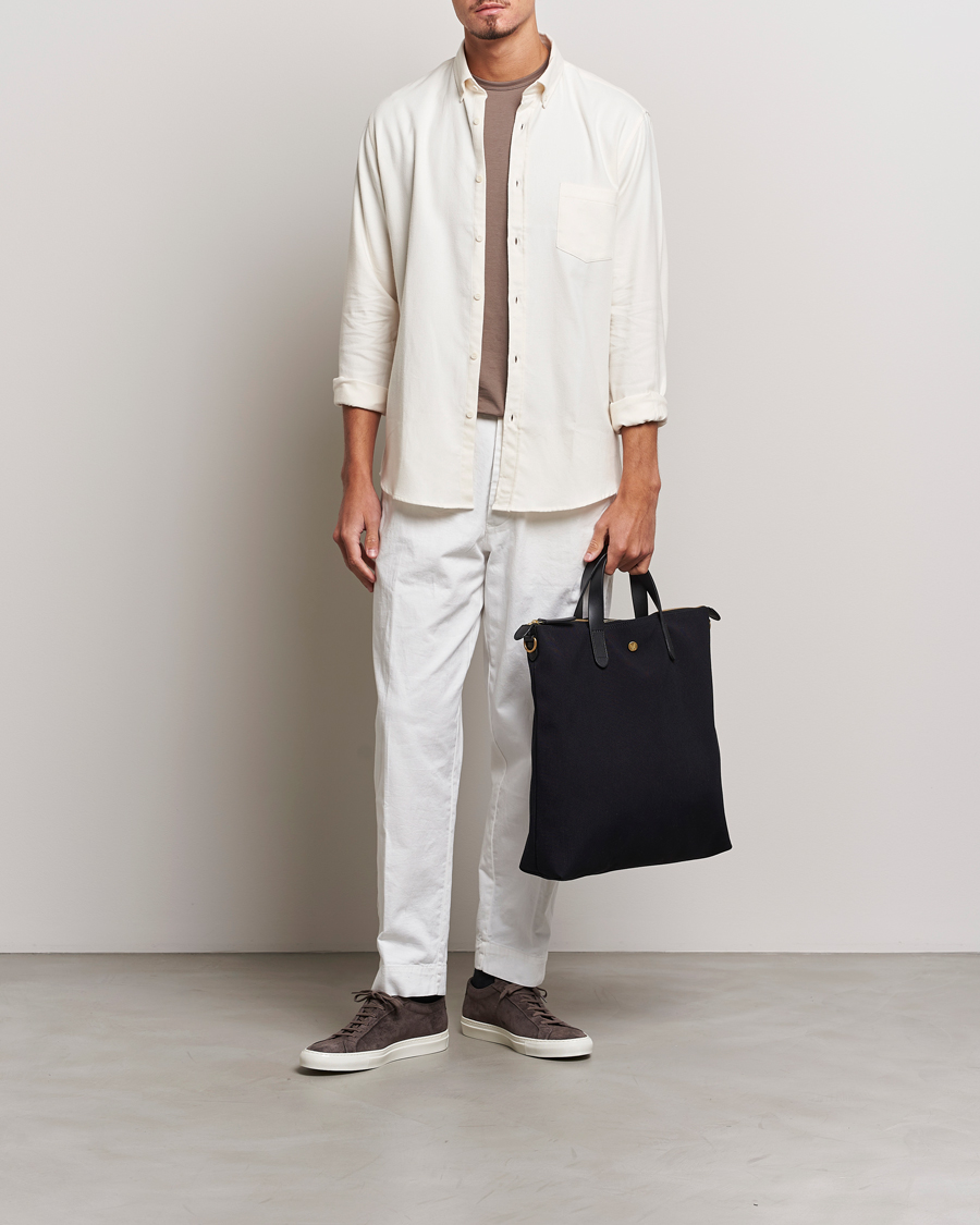 Hombres | Camisas | Sunspel | Brushed Cotton Flannel Shirt Ecru