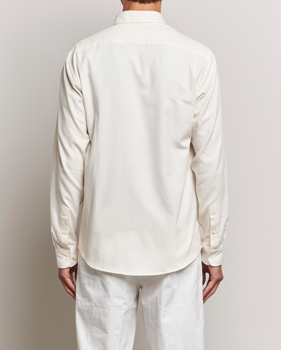 Hombres | Camisas | Sunspel | Brushed Cotton Flannel Shirt Ecru