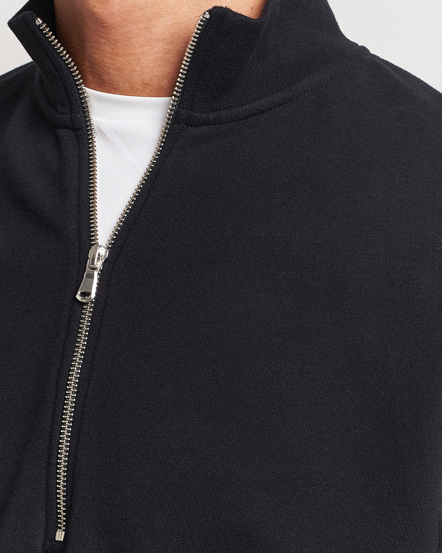 Hombres | Jerséis y prendas de punto | Sunspel | Loopback Half Zip Sweatshirt Black