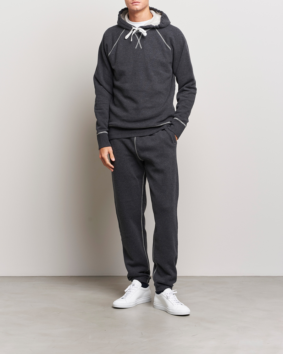 Hombres | Pantalones | Sunspel | Fleecback Joggers Charcoal Melange