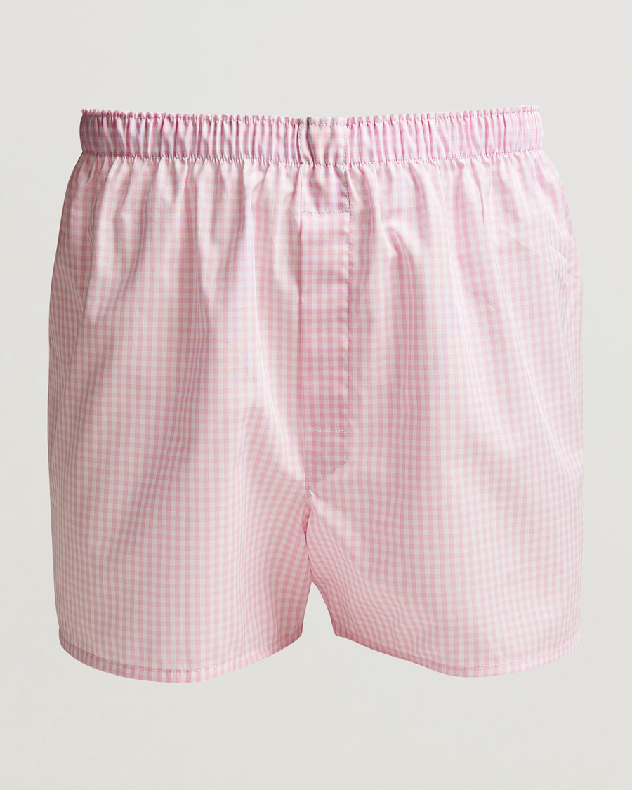 Hombres | Ropa interior y calcetines | Sunspel | Cotton Gingham Boxer Pink