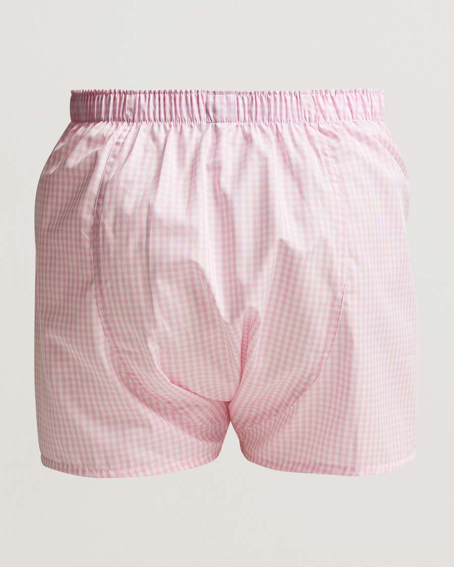 Hombres | Ropa interior y calcetines | Sunspel | Cotton Gingham Boxer Pink