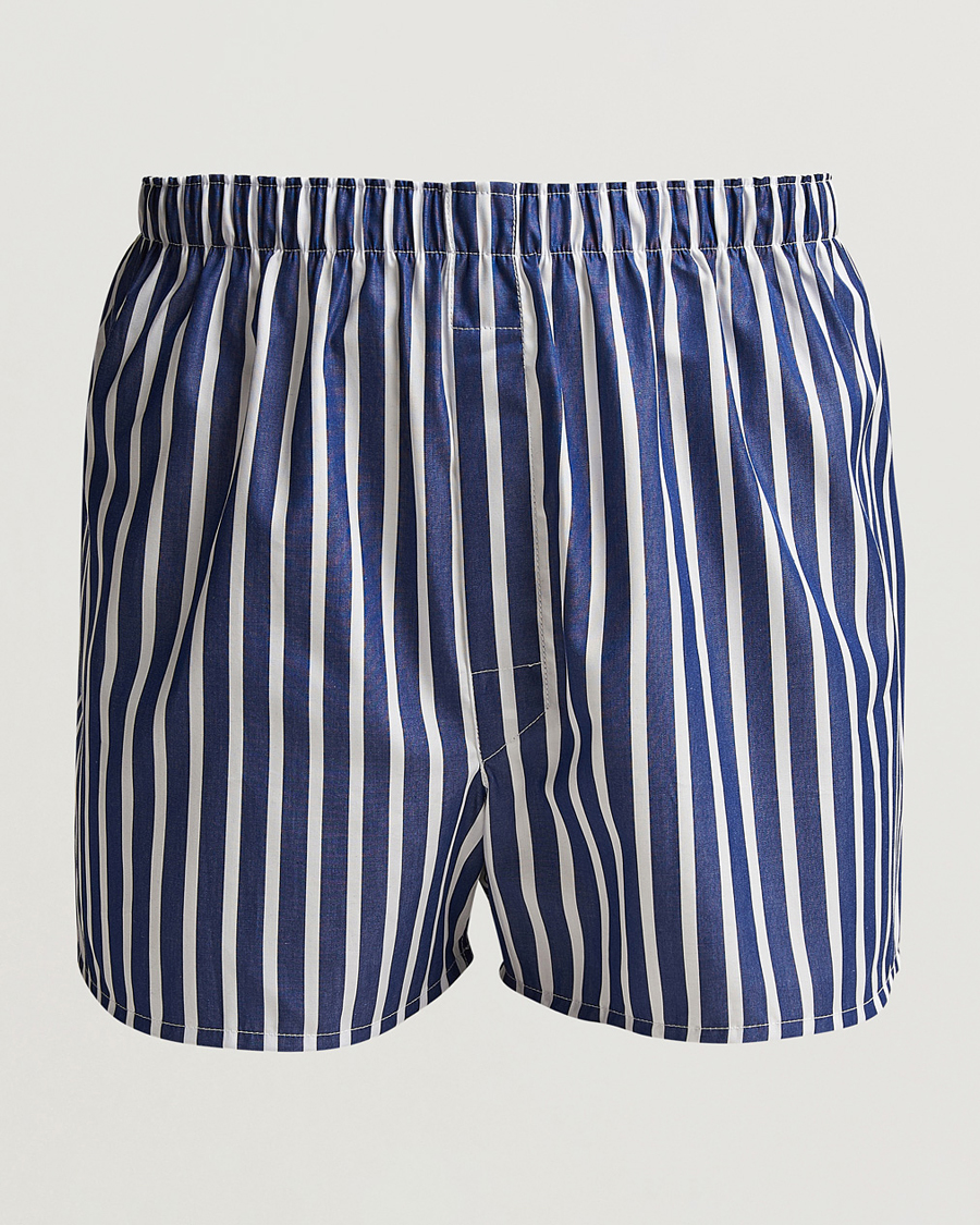 Hombres | Ropa interior y calcetines | Sunspel | Cotton Gingham Boxer White/Navy