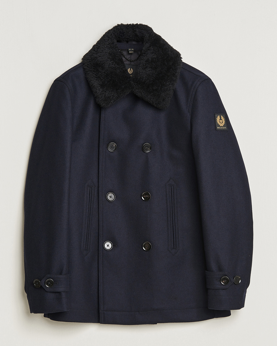 Hombres | Abrigos y chaquetas | Belstaff | Ashridge Sherling Wool Peacoat Dark Ink