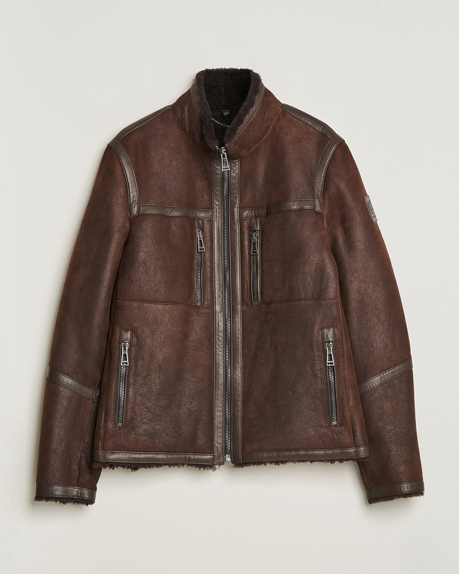 Hombres | Abrigos y chaquetas | Belstaff | Tundra Sherling Leather Jacket Earth Brown