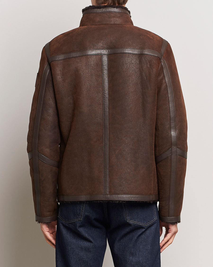 Hombres | Abrigos y chaquetas | Belstaff | Tundra Sherling Leather Jacket Earth Brown