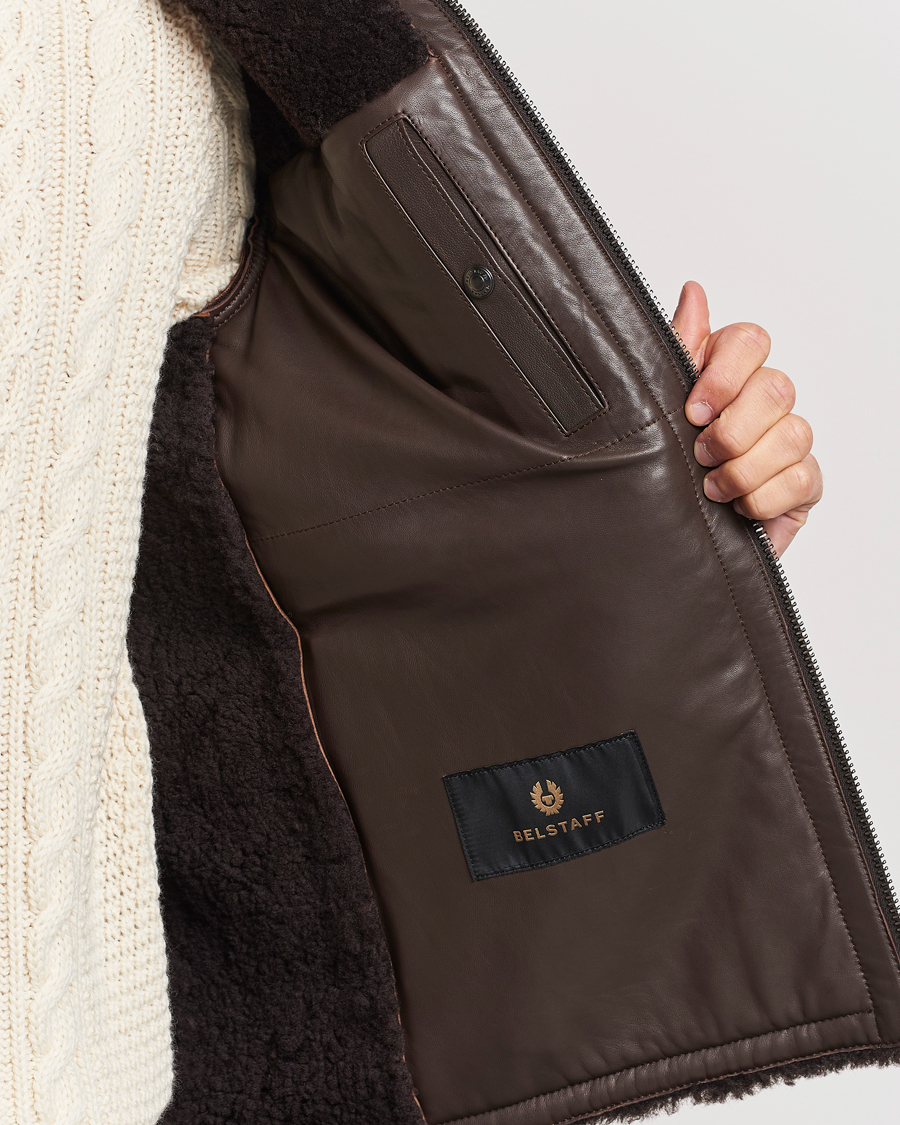 Hombres | Abrigos y chaquetas | Belstaff | Tundra Sherling Leather Jacket Earth Brown
