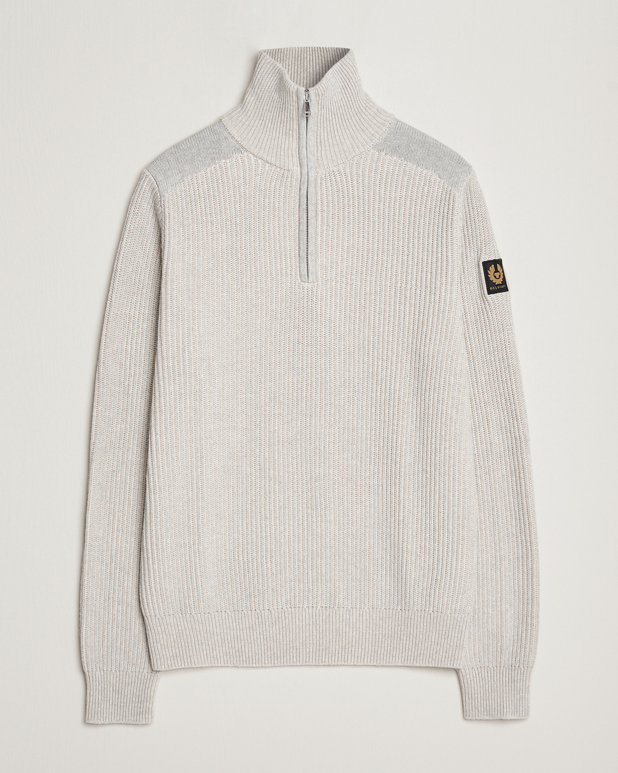 Hombres | Jerséis y prendas de punto | Belstaff | Stanley Quarter Zip Jumper Old Silver