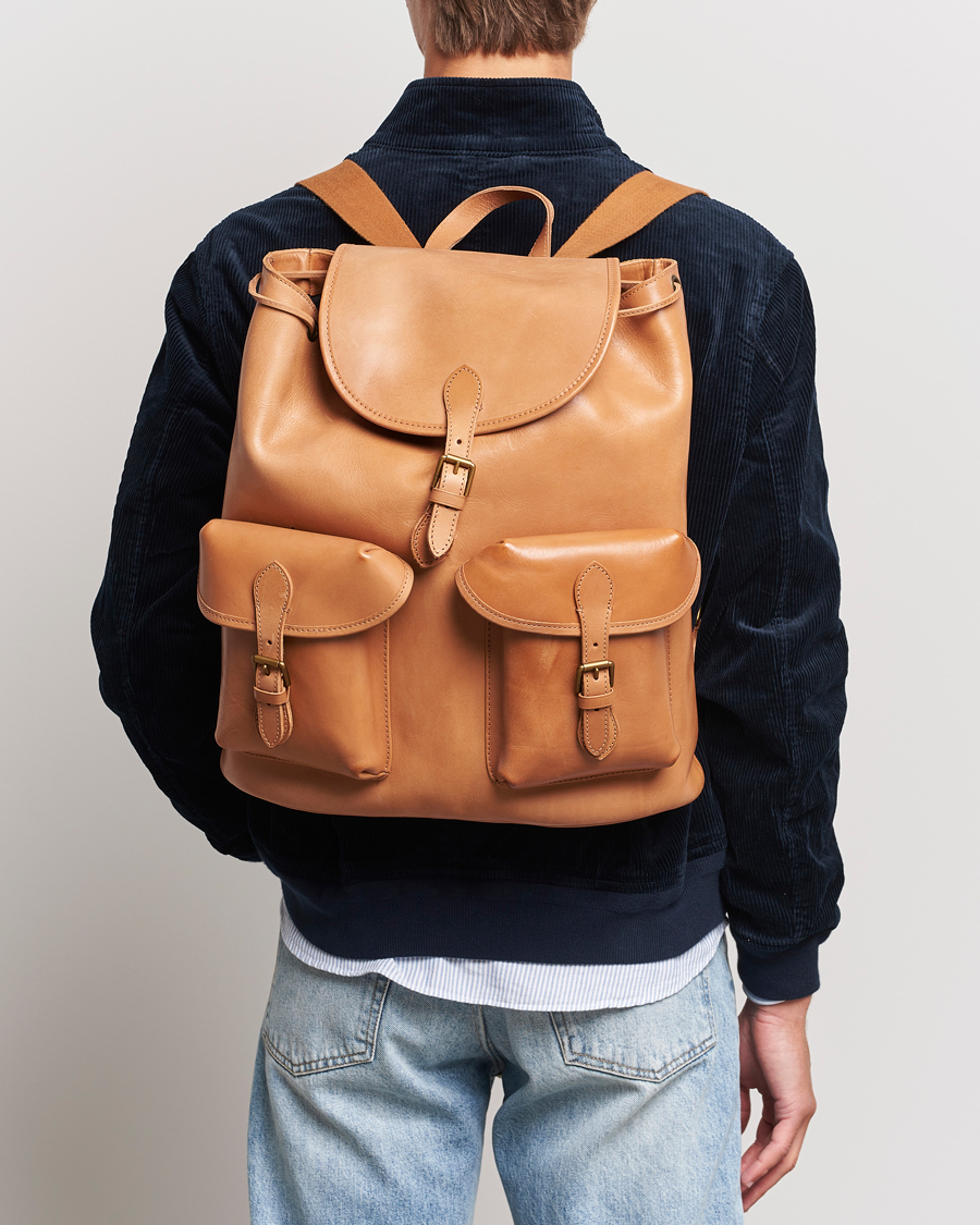 Hombres |  | Polo Ralph Lauren | Heritage Leather Backpack Tan