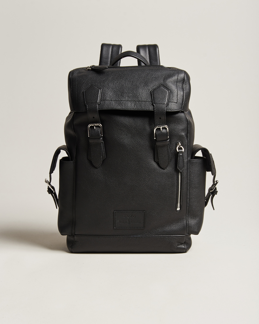 Hombres | Polo Ralph Lauren Flap Leather Backpack Black | Polo Ralph Lauren | Flap Leather Backpack Black