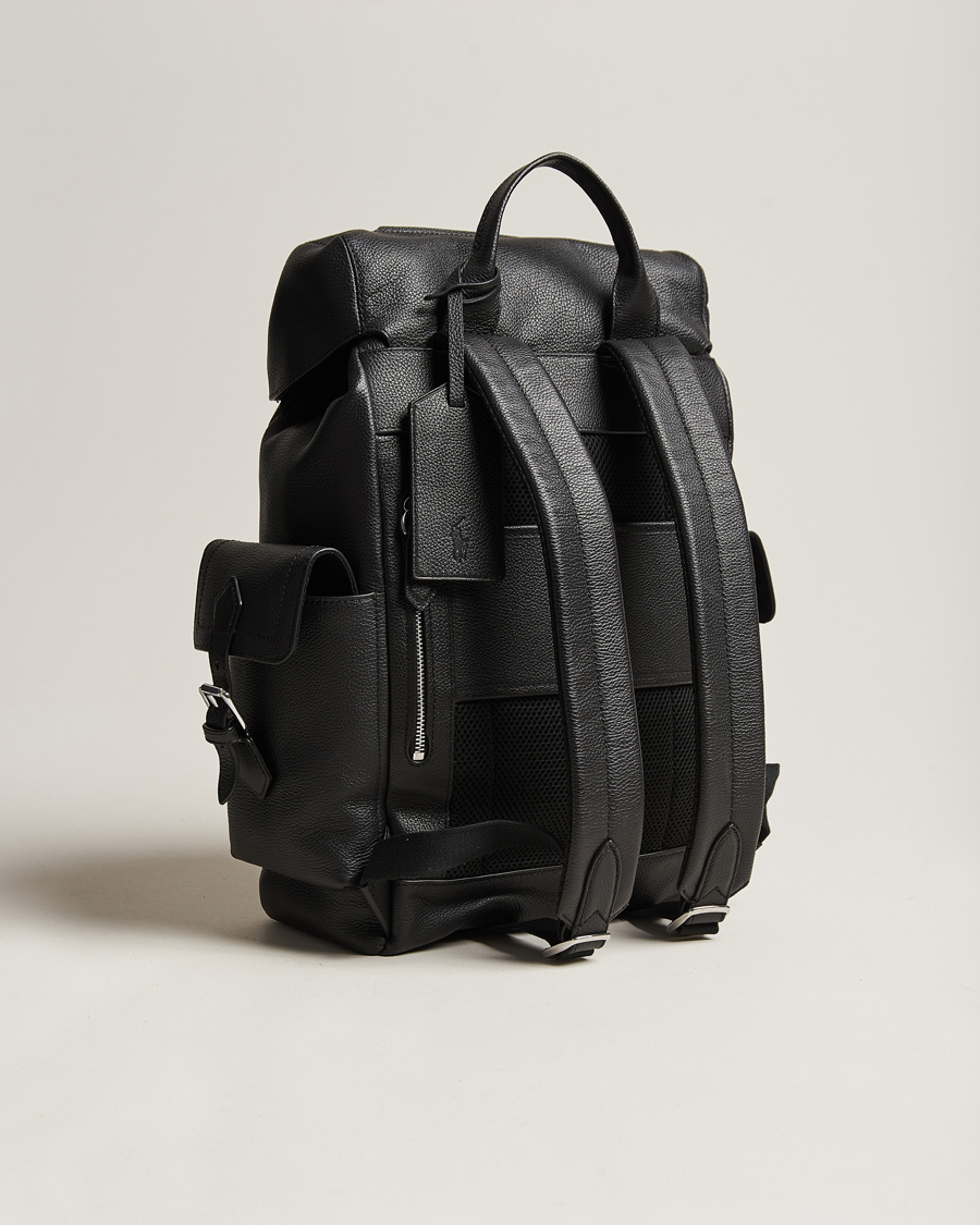 Hombres | Polo Ralph Lauren Flap Leather Backpack Black | Polo Ralph Lauren | Flap Leather Backpack Black