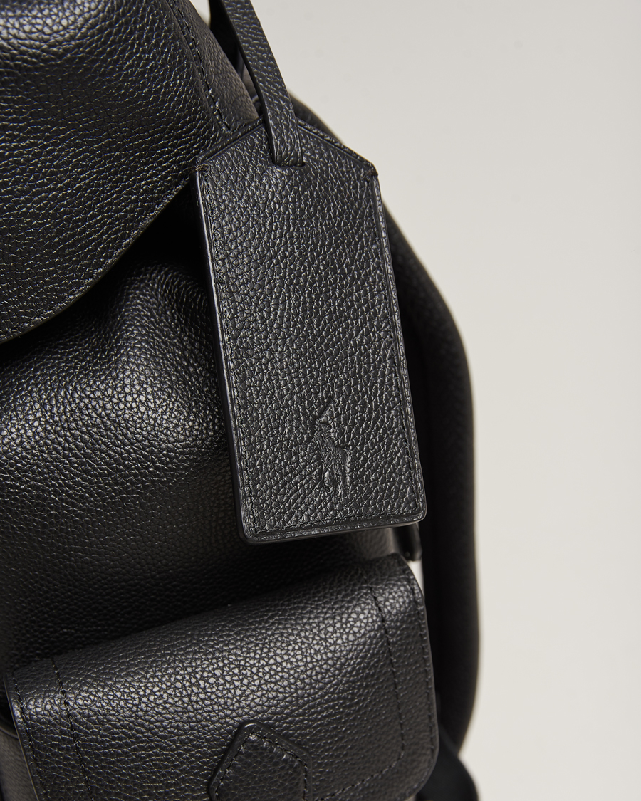 Hombres | Polo Ralph Lauren Flap Leather Backpack Black | Polo Ralph Lauren | Flap Leather Backpack Black