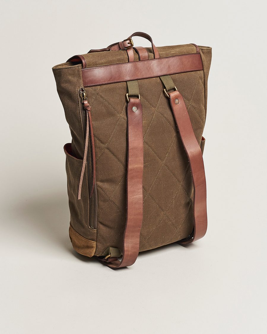 Hombres |  | Polo Ralph Lauren | Zip Top Oil Cloth Backpack Olive