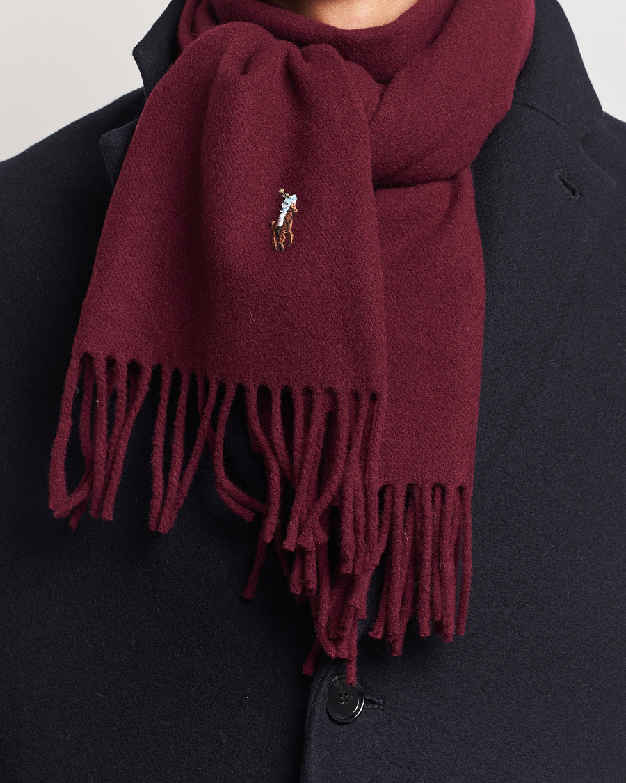 Hombres | Polo Ralph Lauren Signature Wool Scarf Harvard Wine | Polo Ralph Lauren | Signature Wool Scarf Harvard Wine