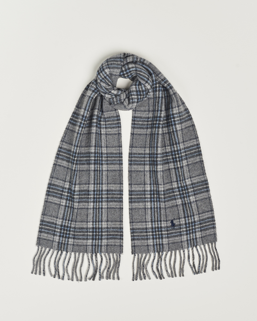 Hombres | Polo Ralph Lauren Wool Checked Scarf Grey | Polo Ralph Lauren | Wool Checked Scarf Grey