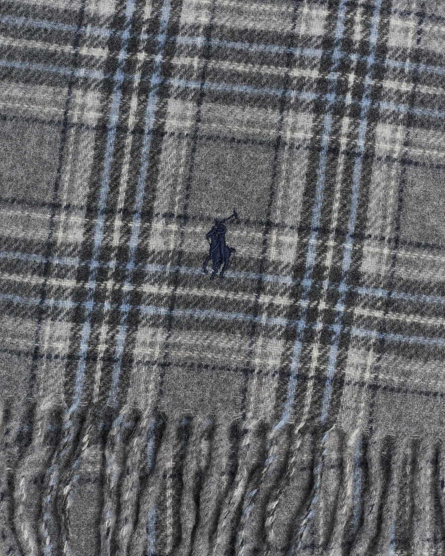 Hombres | Polo Ralph Lauren Wool Checked Scarf Grey | Polo Ralph Lauren | Wool Checked Scarf Grey