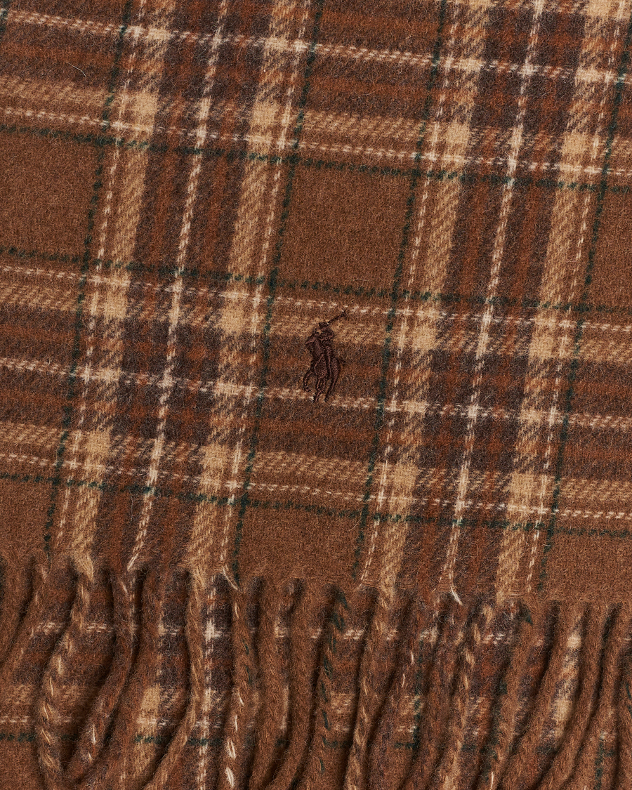 Hombres | Polo Ralph Lauren Wool Checked Scarf Camel/Brown | Polo Ralph Lauren | Wool Checked Scarf Camel/Brown