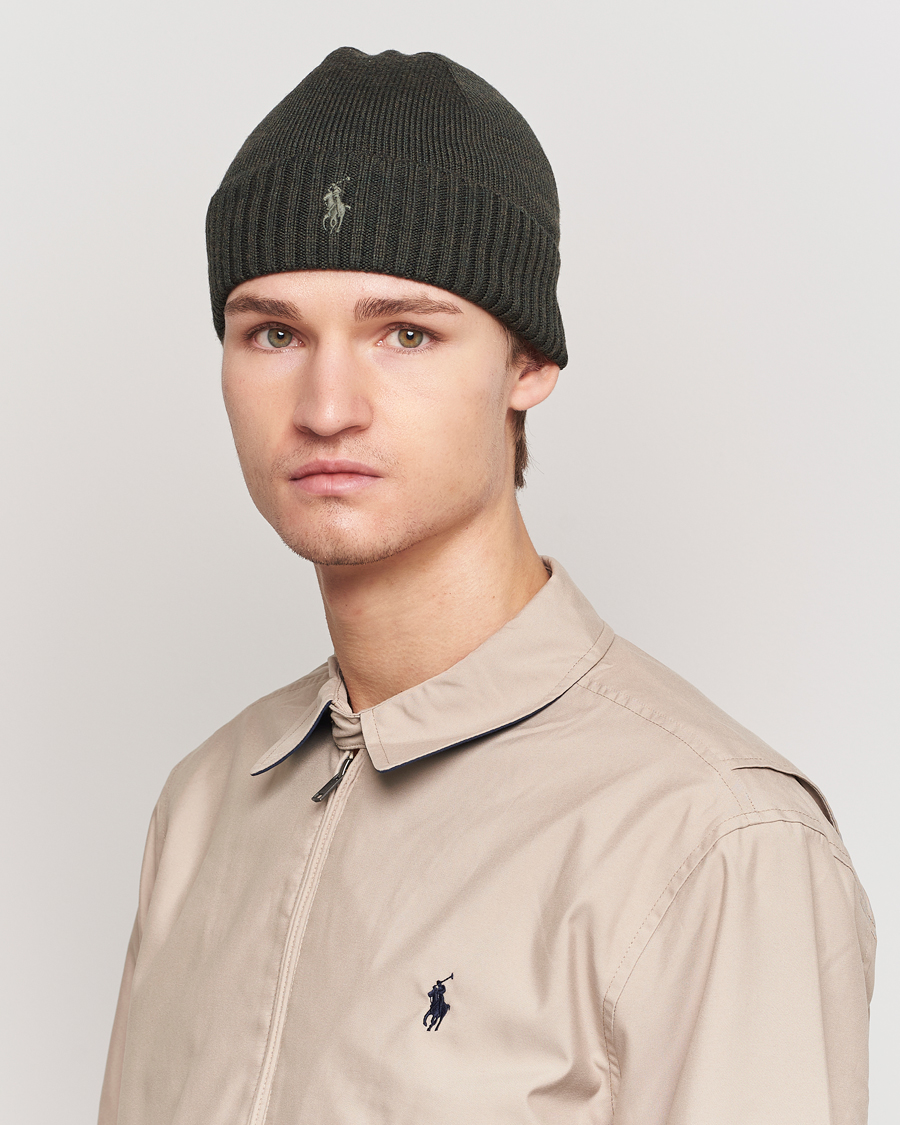 Hombres | Polo Ralph Lauren Merino Wool Beanie Olive Heather | Polo Ralph Lauren | Merino Wool Beanie Olive Heather
