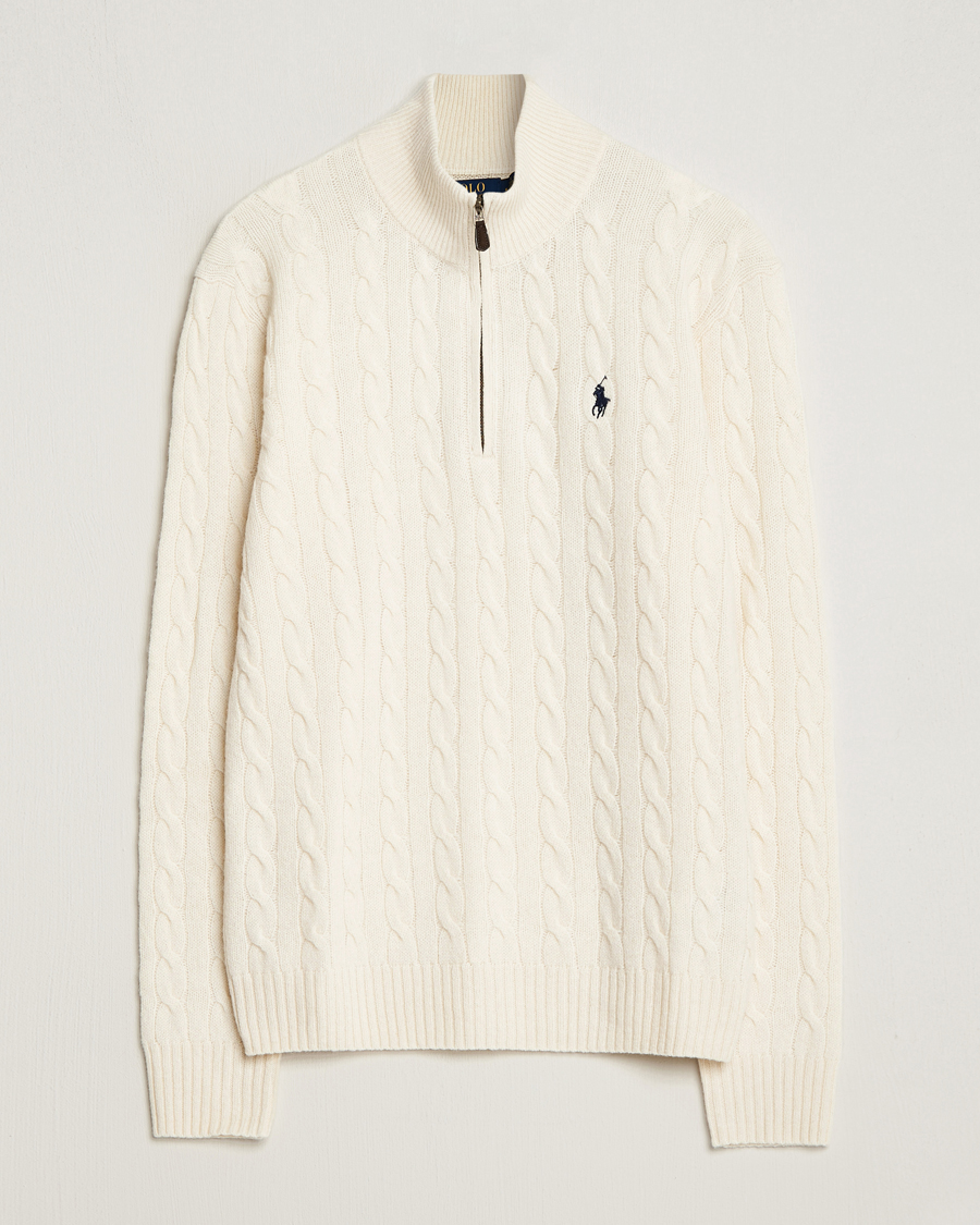 Hombres | Jerséis y prendas de punto | Polo Ralph Lauren | Wool/Cashmere Cable Half Zip Andover Cream