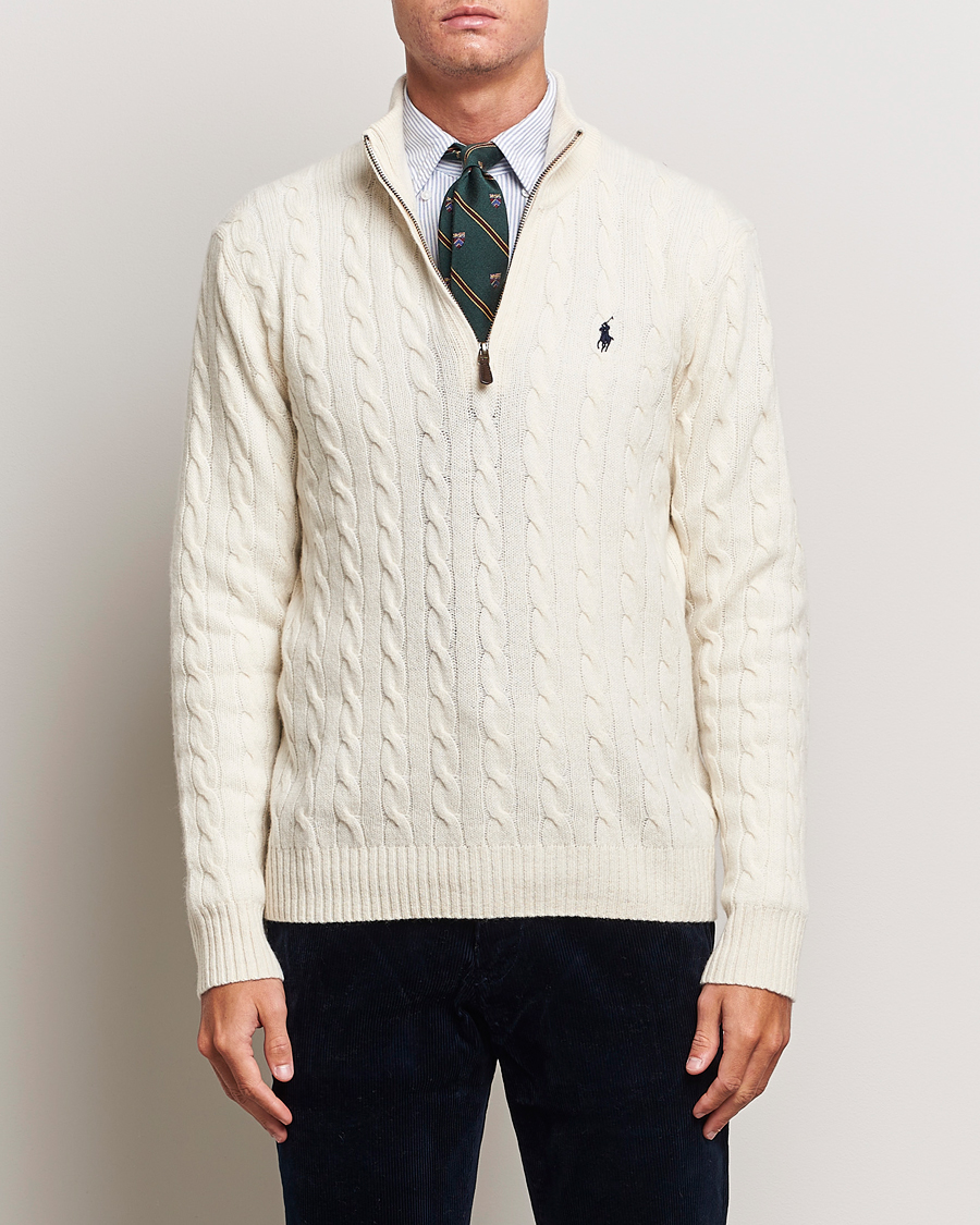 Hombres | Jerséis y prendas de punto | Polo Ralph Lauren | Wool/Cashmere Cable Half Zip Andover Cream