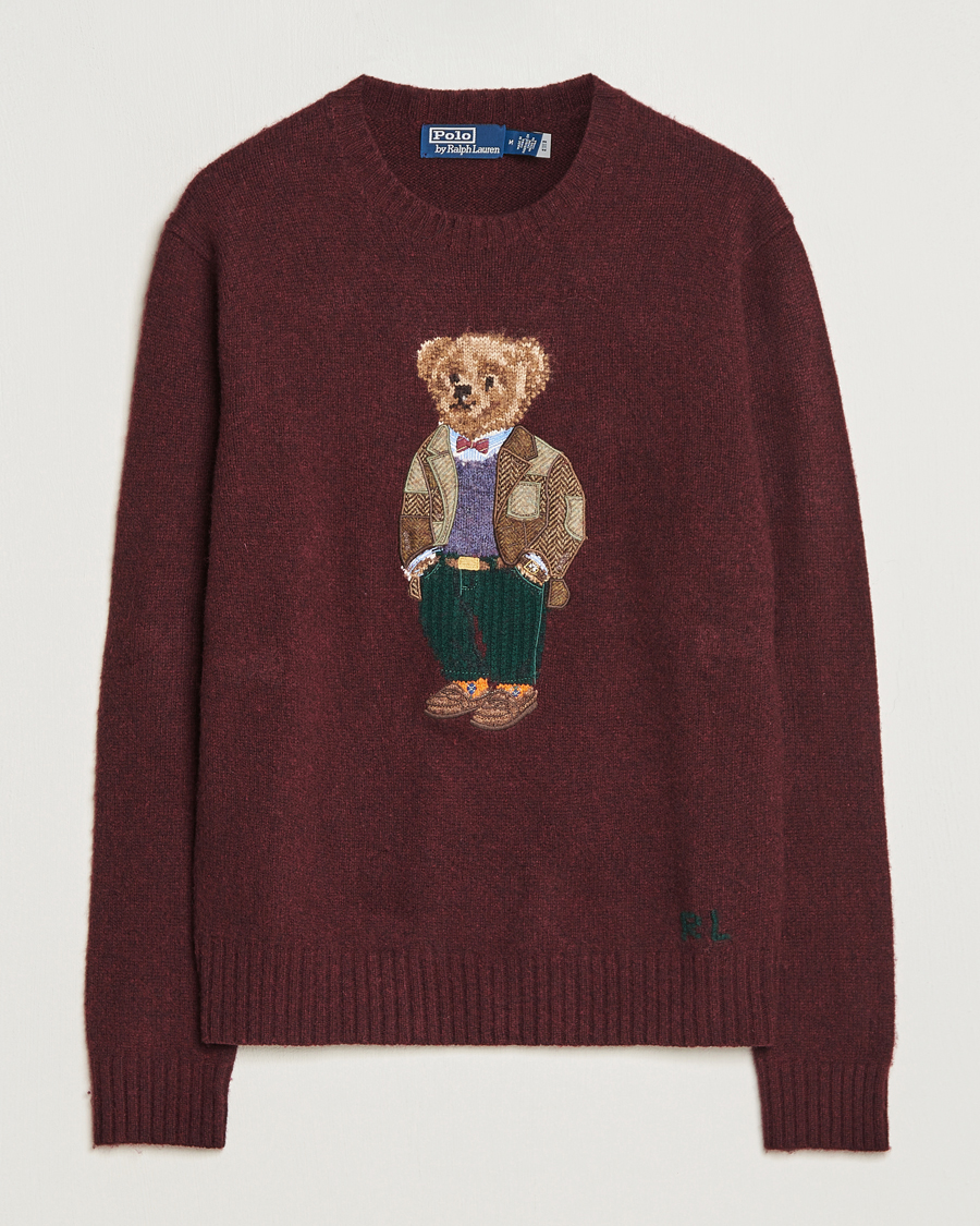 Hombres | Jerséis y prendas de punto | Polo Ralph Lauren | Wool/Cashmere Knitted Bear Sweater Aged Wine Heather