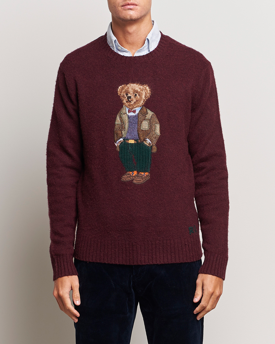 Hombres | Jerséis y prendas de punto | Polo Ralph Lauren | Wool/Cashmere Knitted Bear Sweater Aged Wine Heather
