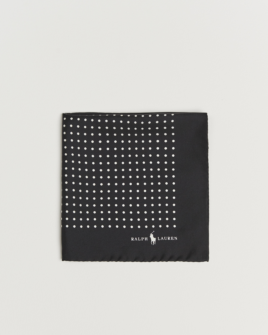 Hombres | Polo Ralph Lauren Silk Dot Pocket Square Black/White | Polo Ralph Lauren | Silk Dot Pocket Square Black/White