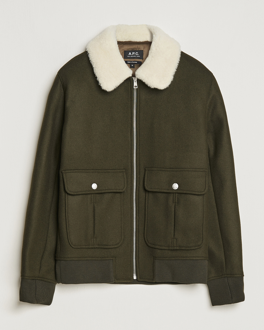 Hombres | Abrigos y chaquetas | A.P.C. | Ben Shearling Bomber Jacket Dark Green