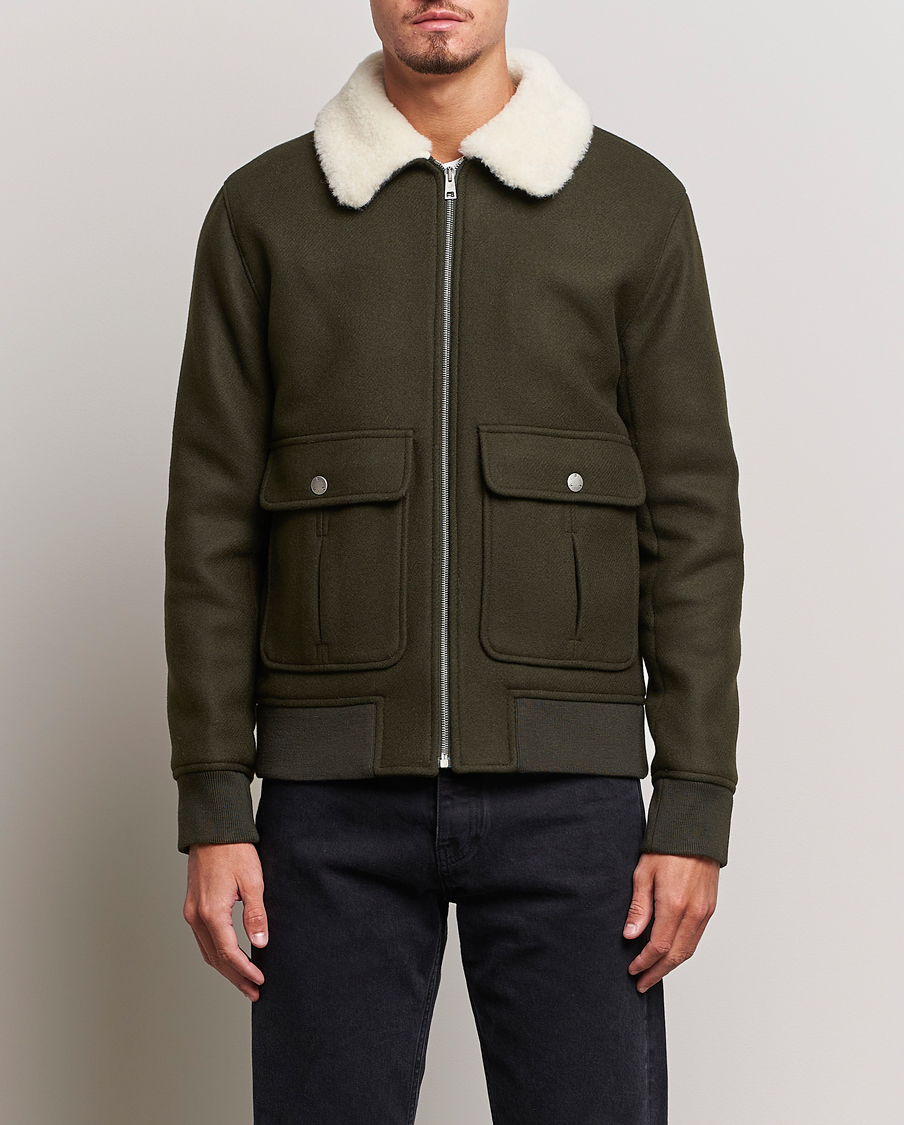 Hombres | Abrigos y chaquetas | A.P.C. | Ben Shearling Bomber Jacket Dark Green