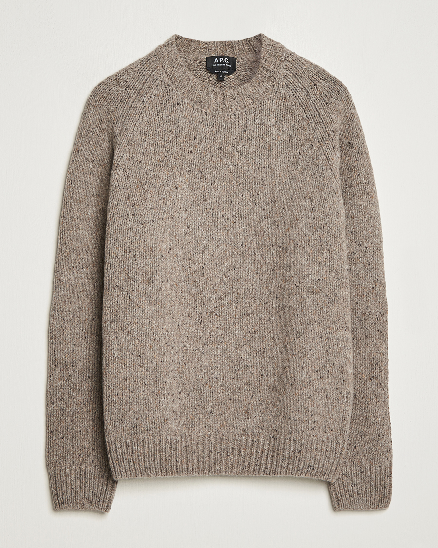 Hombres | Jerséis y prendas de punto | A.P.C. | Harris Wool Knitted Crew Neck Sweater Taupe