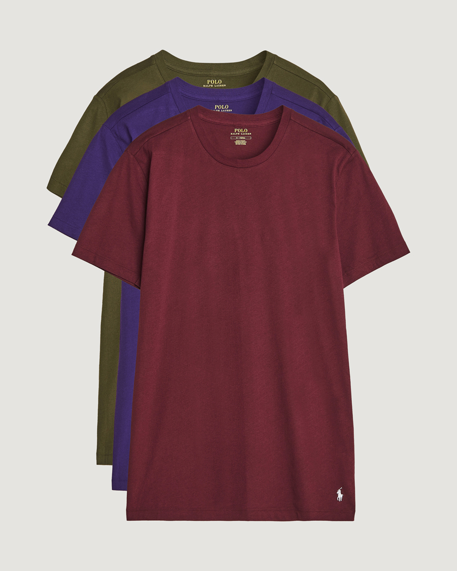 Hombres | Camisetas | Polo Ralph Lauren | 3-Pack Crew Neck T-Shirt Wine/Green/Purple