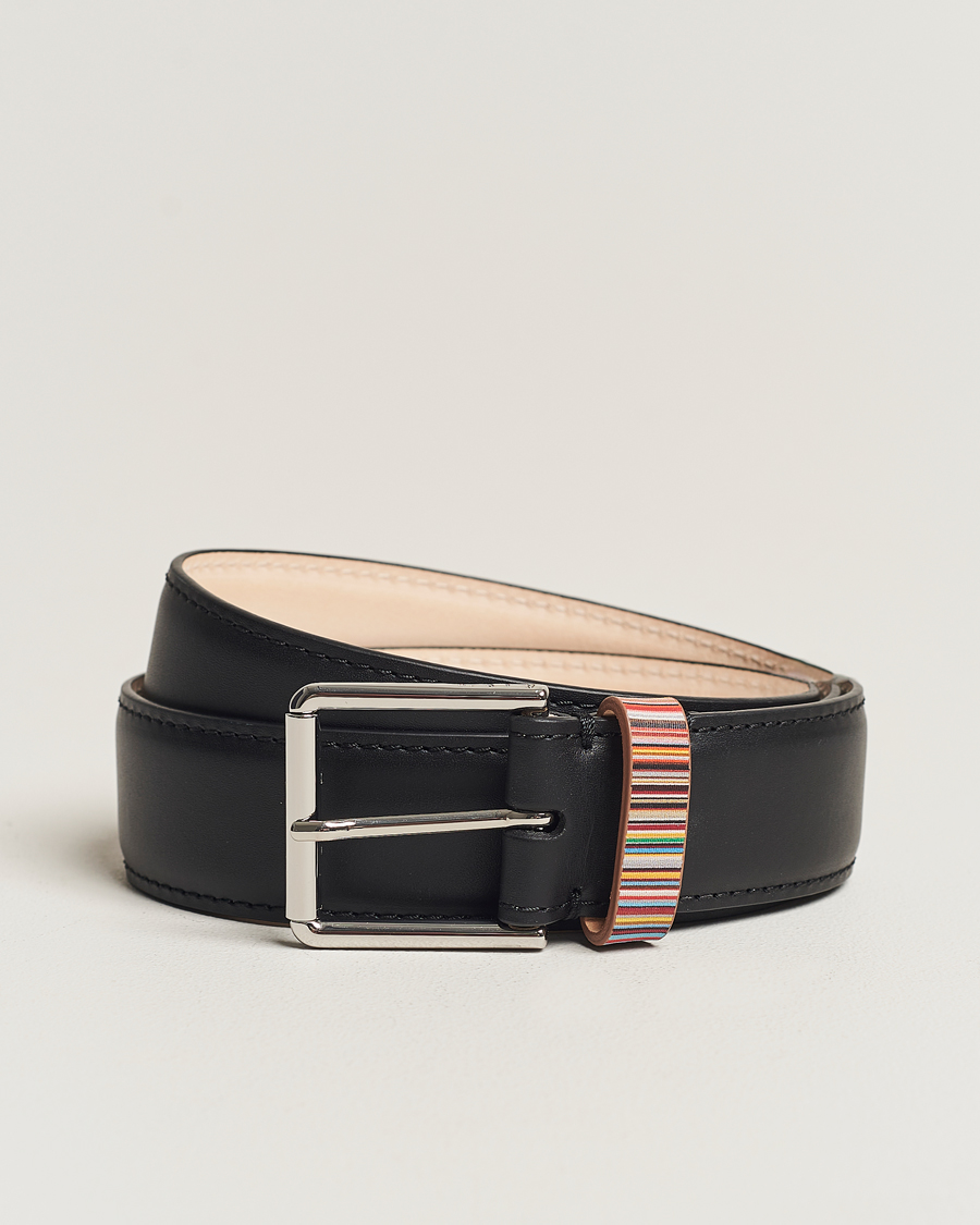 Hombres | Paul Smith Leather Stripe Belt Black | Paul Smith | Leather Stripe Belt Black