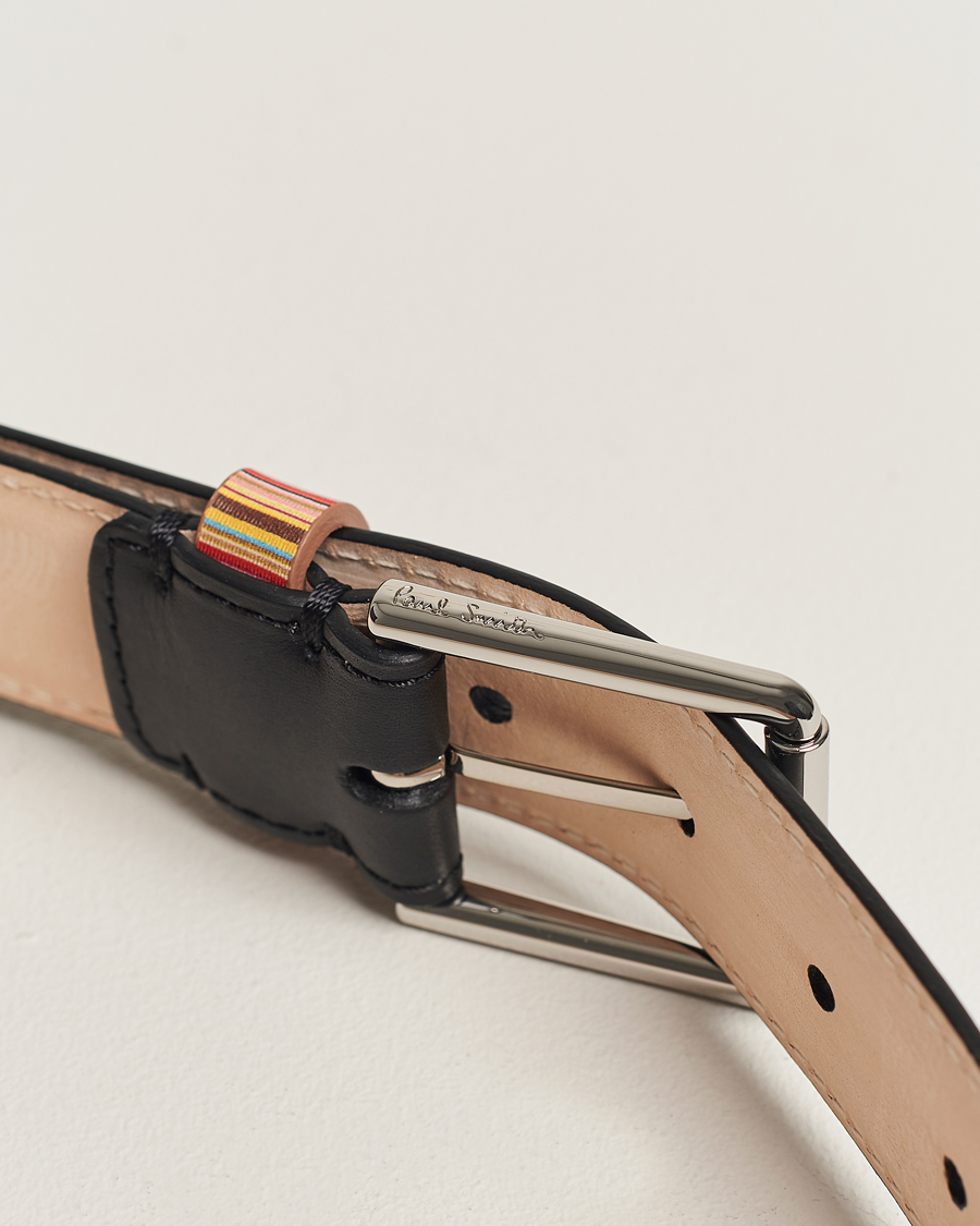Hombres | Paul Smith Leather Stripe Belt Black | Paul Smith | Leather Stripe Belt Black