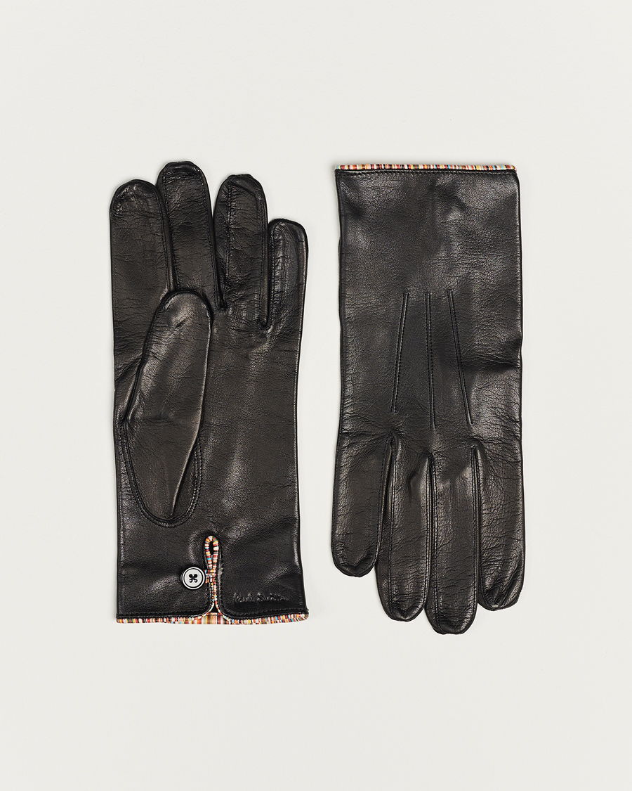 Hombres | Paul Smith Leather Striped Piping Glove Black | Paul Smith | Leather Striped Piping Glove Black