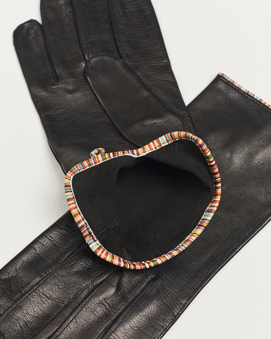 Hombres |  | Paul Smith | Leather Striped Piping Glove Black
